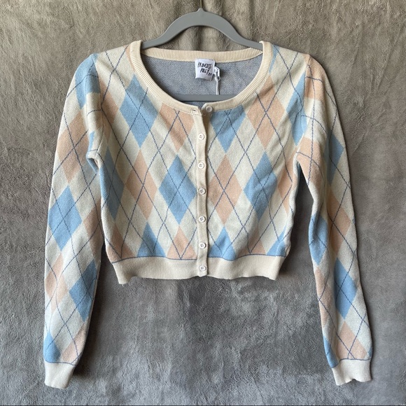 Princess Polly Sweaters - Princess Polly Argyle Cardigan Sweater